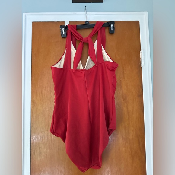 Miraclesuit Red One Piece Swimsuit with Halter Neckline - Picture 4 of 5